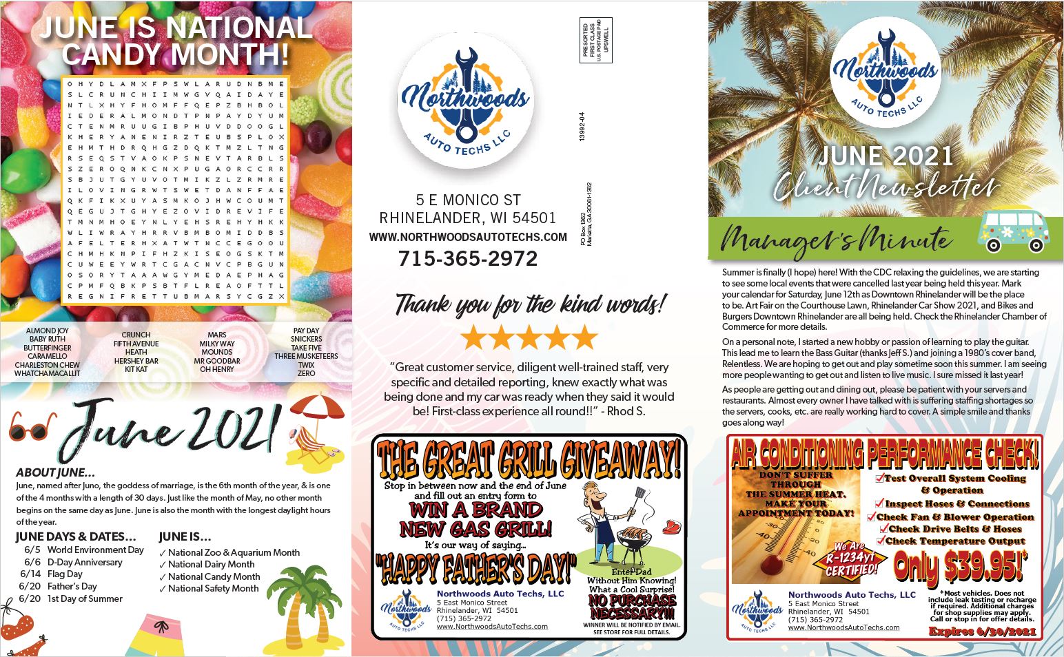 June 2021 Newsletter Northwoods Auto Techs LLC